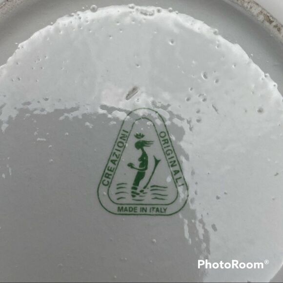 Creazioni Originali Rare Green Flowers Porcelain Ashtray Made in Italy- Signed - Picture 4 of 4